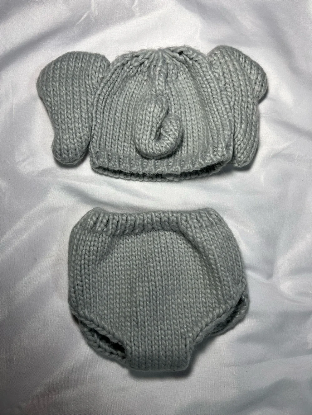 Newborn Baby Elephant Hand Knit Outfit Costume Boy‎ Girl Photoshoot OSFM